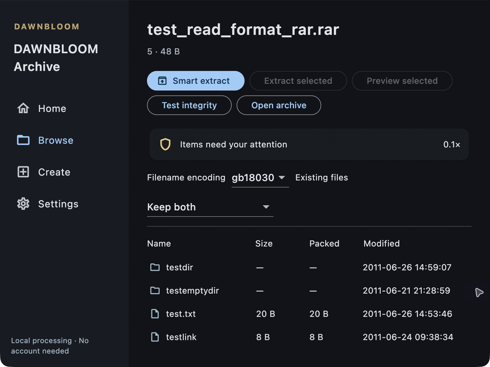 Real Mac app showing archive safety results and risk warnings