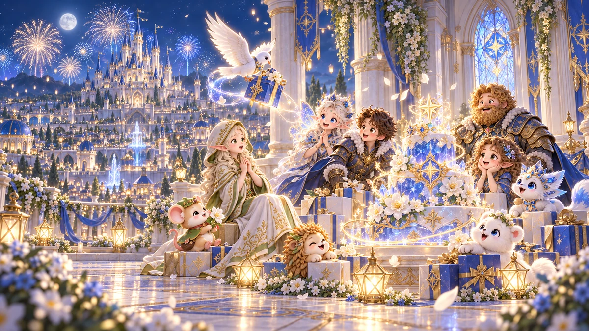 天空教堂露台上的蓝金生日与周年庆典